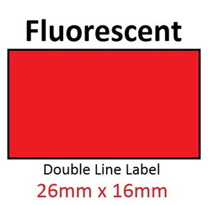 Price Labels Double Line - 26mm x 16mm Fluorescent Red - 10 Rolls